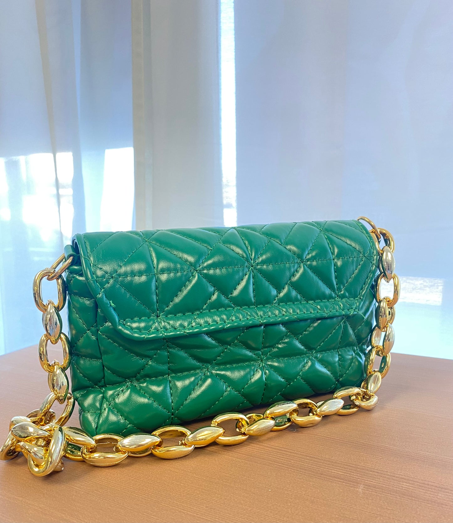 Sac à main - Vert avec chaîne en or