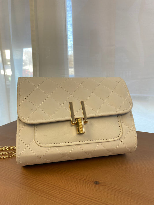 Petit sac à main - Blanc avec chaîne en or