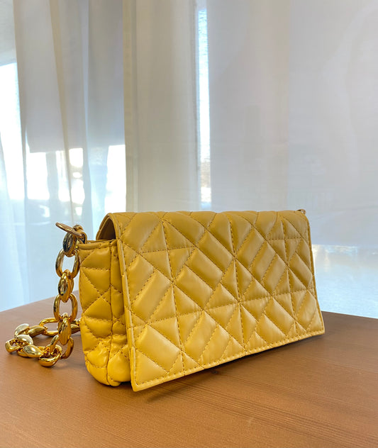 Sac à main - Jaune moutarde avec chaîne en or