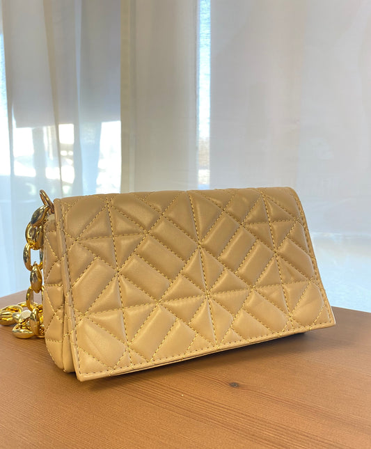 Sac à main - Beige avec chaîne en or