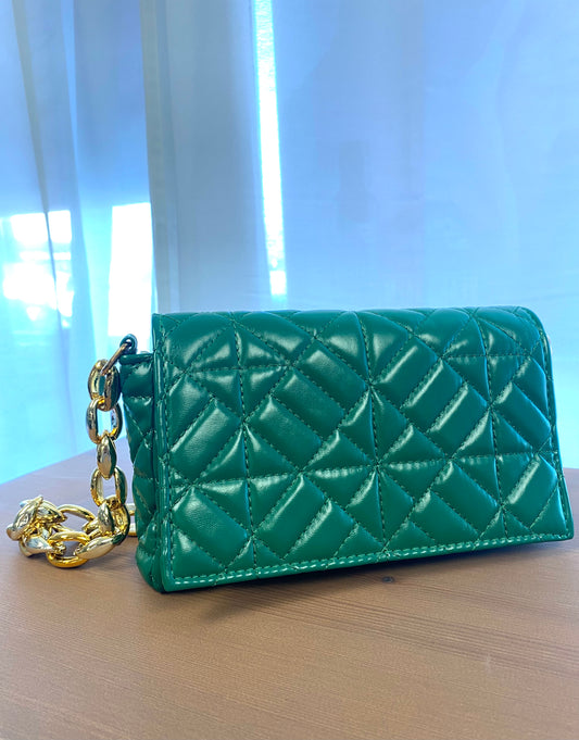Sac à main - Vert avec chaîne en or